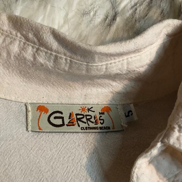 Vintage Mens Garris Clothing Beach White Tone Short Sleeve Button Down Shirt - Picture 3 of 16